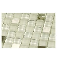 Мозаика DHT01-2 микс стекло камень металл белый 15мм